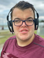 Mitchell in headphones