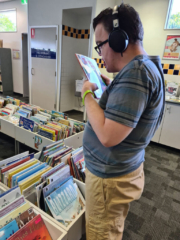 Mitchell at the library
