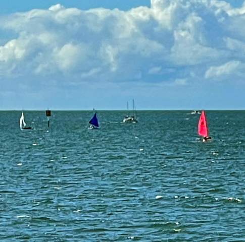 Mitchell sailing in the distance