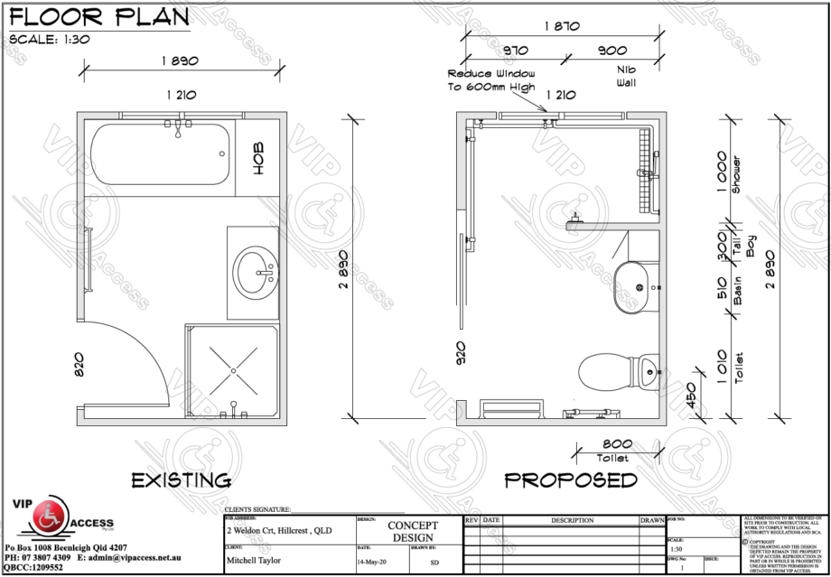 Plans for a bathroom
